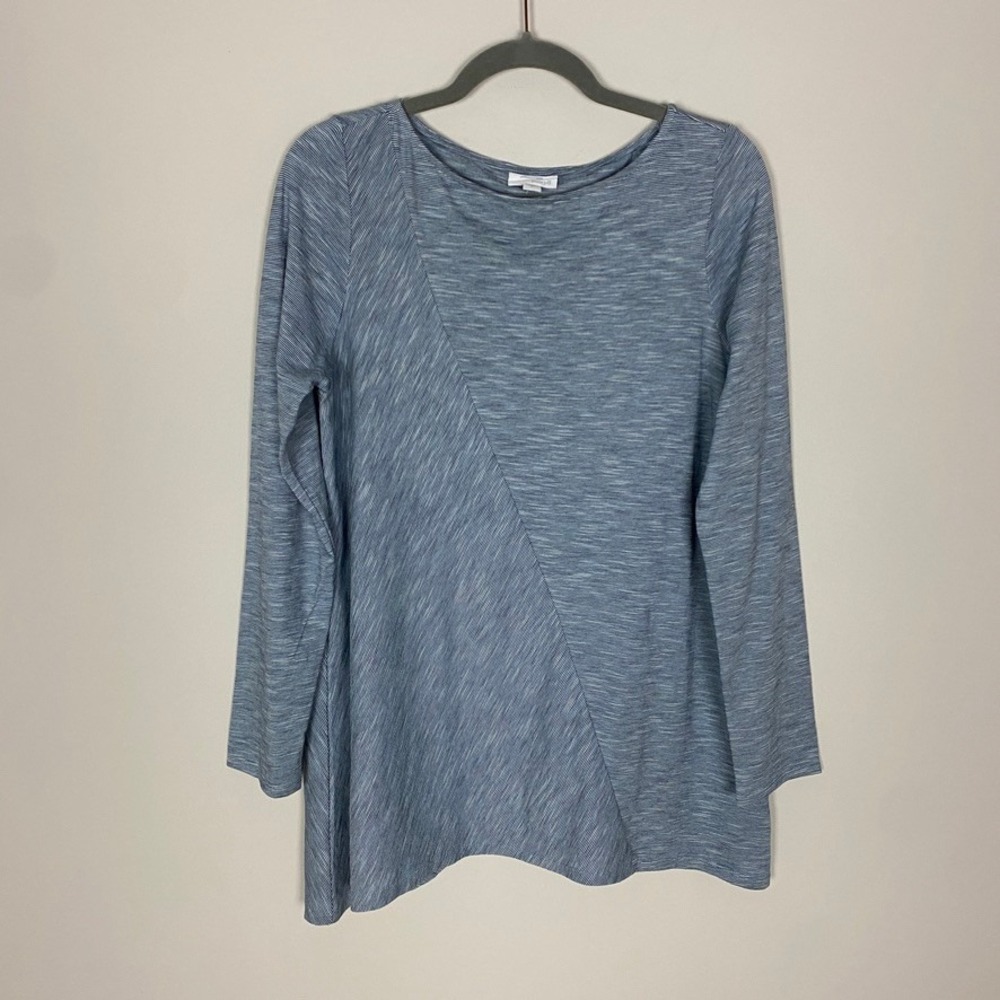 Pure Jill J Jill Striped Long Sleeve Tunic Top Assymetrical Small Coastal Cotton